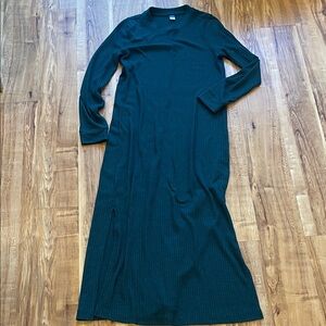 Old Navy Ribbed Dark Green Long Sleeve Dress